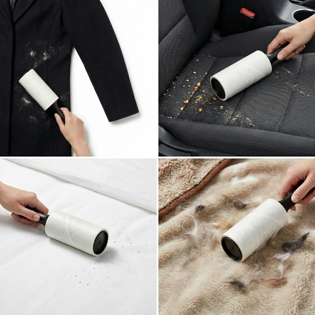 Lint Roller for Pet Hair Removal Extra Sticky Clothes Dog Cat Hair Remover Furniture Cleaning Tool 60 Sheets/Roll Refillable Set