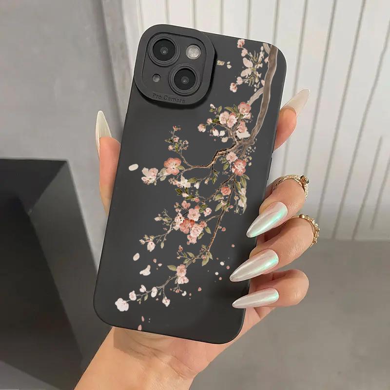 Стильный Милый Весенний Цветочный Чехол Для Телефона Для iPhone 17 16 15 14 13 12 11 Pro Max 16E 7 8 Plus XR XS X Ударопрочный Силиконовый Мягкий Чехол