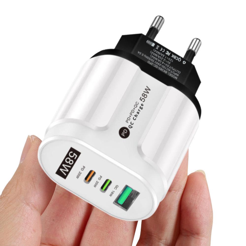 Многопортовое зарядное устройство GaN Европейского стандарта PD33W QC3.0 с быстрой зарядкой 9В/12В