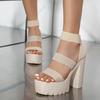 Fashion Liyke Punk Style Chunky High Heels Platform Sandals Women Open Toe Slip On Stretch Ankle Strap Summer Shoes Female