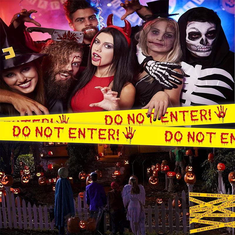 1PC DIY Warning Barrier Tape Halloween Party Safety Tape Haunted House Decoration Tape Reusable Caution Barrier Roll 4.8cmx5m