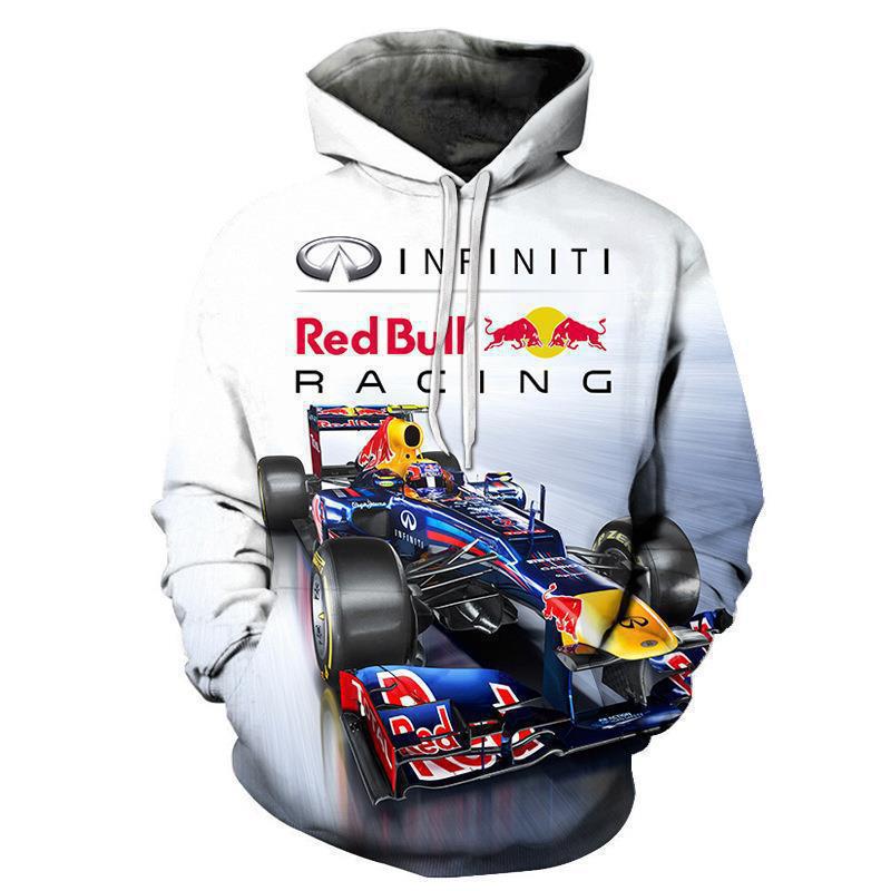 Новый мужской повседневный костюм с капюшоном и 3D-цифровой печатью Red Bull Racing, худи