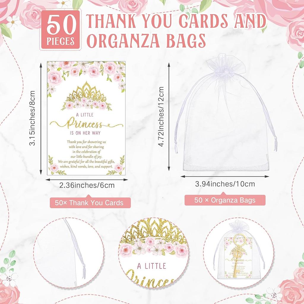 50 Наборов Открывалок для Бутылок на Детский Праздник Включены Брелок-Открывалка Брелок с Подвесками-Коронами Карточки «Спасибо» Мешочки из Органзы Подарки-Сувениры на Детский Праздник