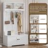 Комплект для прихожей, Современный комплект для прихожей 4 крючка для одежды, обувница, скамья для обуви, открытая полка, шкаф для прихожей, Белый