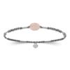 [R4095] - Silver Bracelet 'Mineralia' Rose Quartz Silver Gray (rhodium) - 16 Cm - 8x6 Mm