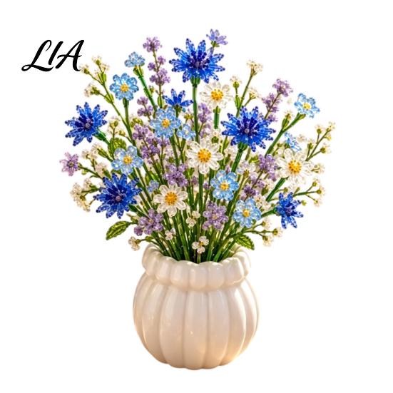 Interior Decor Handmade Pieces Beaded Flowers DIY Kit, Wildflower Bouquet Craft Colorful Bead Crafting for Beginners Art Kit Adults Teens,