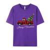 Crafty Merry Christmas Tree On Red Plaid Pickup T-Shirt Men Round-Neck Camisas Casual Tshirt Soft Cotton Fit Tee