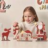 Small Christmas Shelf Decorations Nordic Ornaments Wood Reindeer Santa Claus Snowman Figurine Desktop Centerpieces Rustic Decoration for Holiday