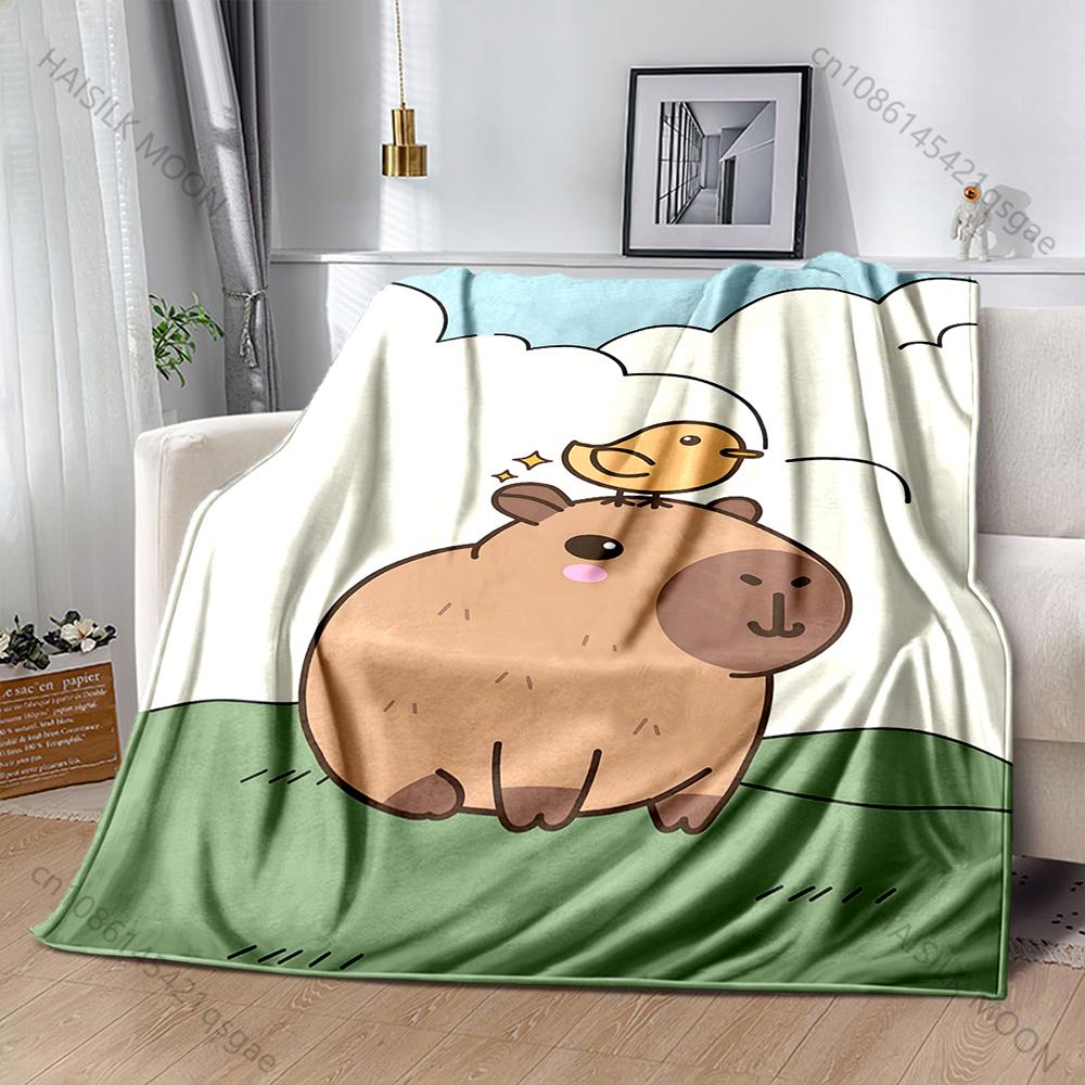 1PC Cute Capybaras Print Warm and Comfortable Blanket for Home Sofa Bed Travel Camping Picnic RV Child Luxury Gifts