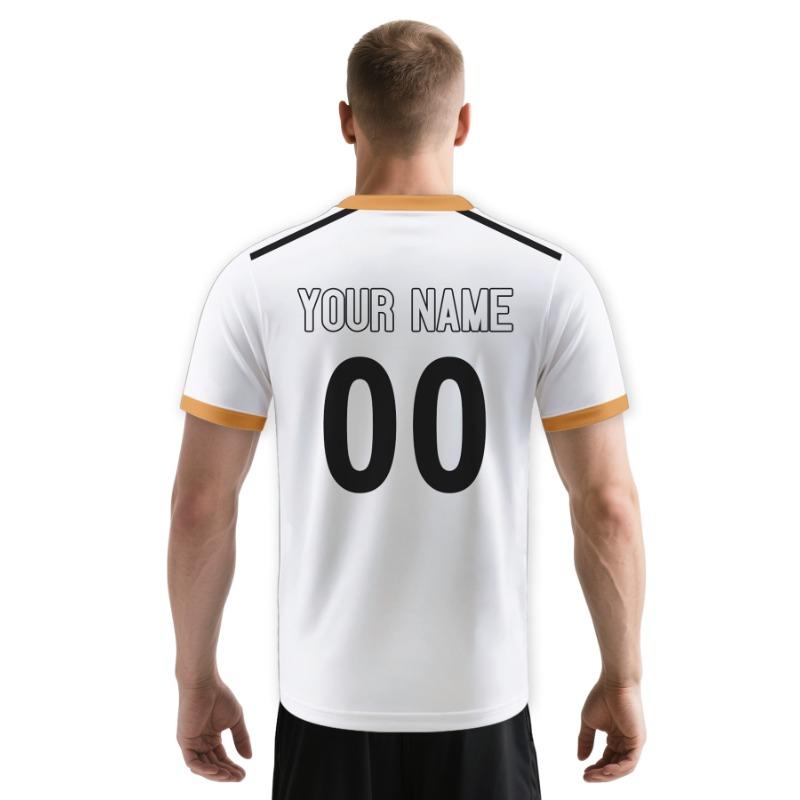 Custom Football Jersey with Logo Name Number Personalized Soccer Jerseys White Gold Soccer Team Shirt for Men Kids Women Fan