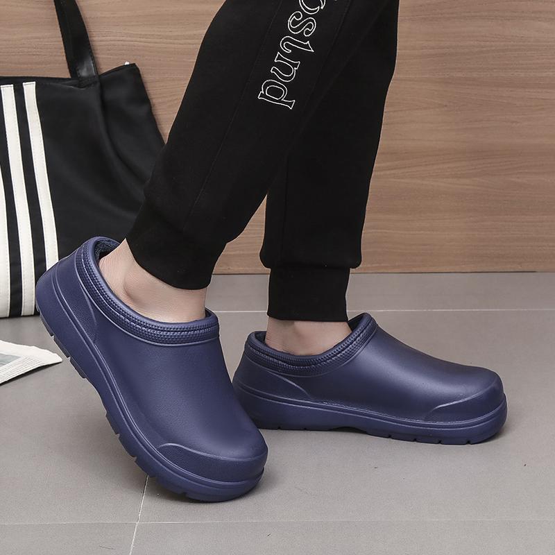 Мужская рабочая обувь для повара, нескользящие повседневные лоферы большого размера, водонепроницаемая и маслостойкая обувь на плоской подошве, обувь для ресторанов, уличные непромокаемые сапоги