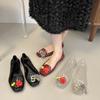 Ленивые DIY интернет-знаменитость прозрачные желейные туфли супер огонь корейские ретро туфли с дырочками хрустальные сандалии с мелким вырезом квадратный носок женская обувь