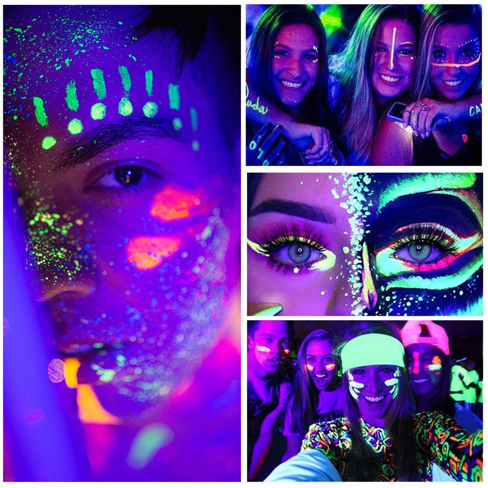 Набор флуоресцентных жидких подводк для глаз 6 цветов Halloween UV Glow - Стойкие, Яркие оттенки