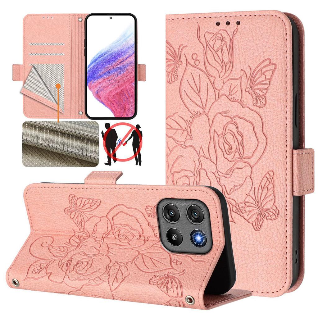 Кожаный чехол-книжка с цветочным узором для Motorola Moto G67 G86 G56 G06 G75 G55 G35 G15 G05 G84 Защитная обложка