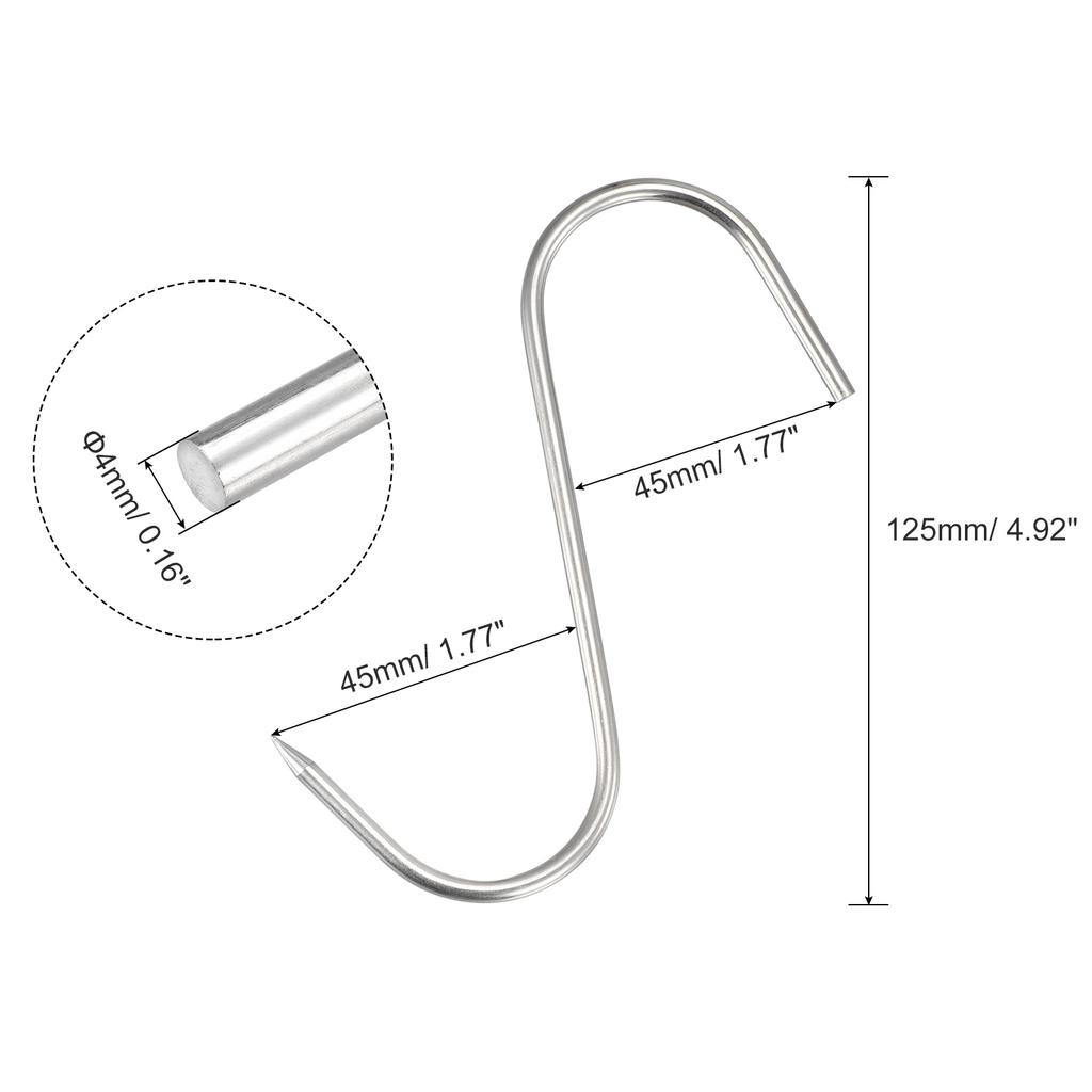 Meat Hanger Hook Stainless Steel S-Hook Baking Tools for Chicken Fish Beef Hanging Drying Smoking Home Storage 2Pcs