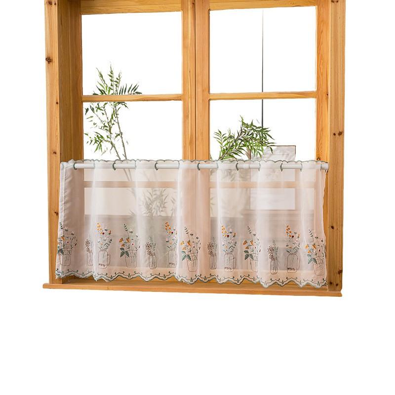 Half-curtain Door Valance American Style Floral Lace Curtain Kitchen Bedroom