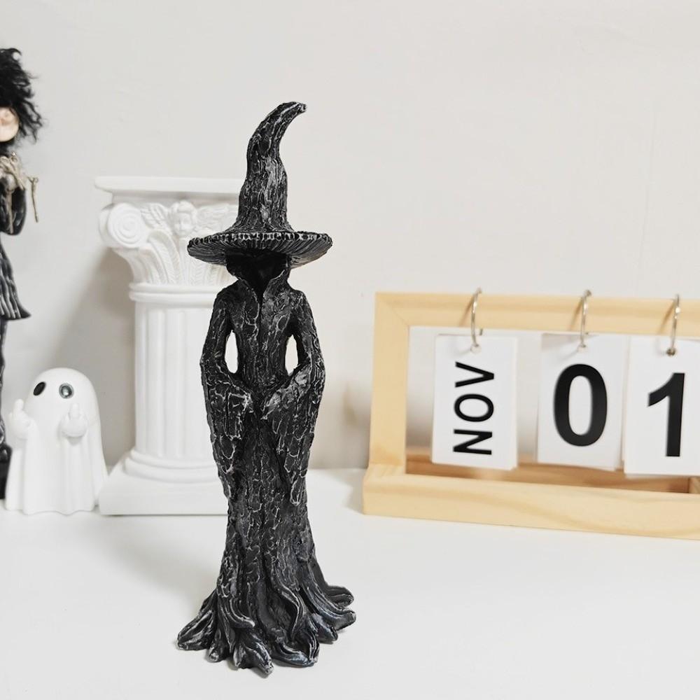 Black Ghost Witch Sculpture Gothic Halloween Party Decoration Halloween Witch Statue Haunted House