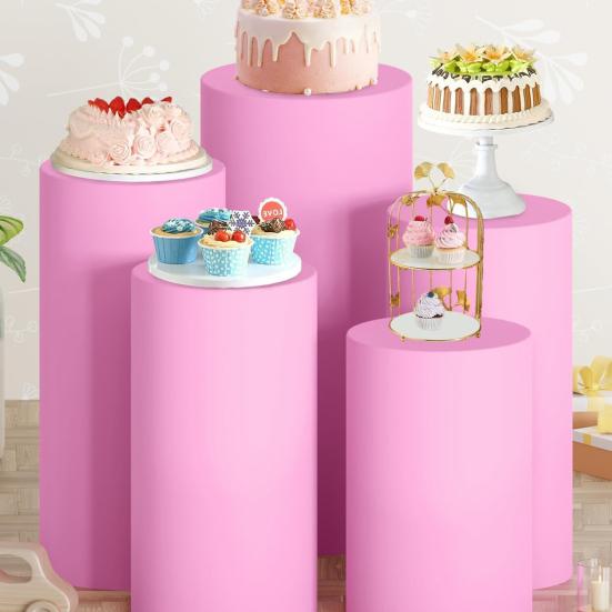 3 шт./компл. чехол для подставки под цилиндр из полиэстера, чехол для подставки под цилиндр, однотонный тканевый чехол для праздничного постамента, подставки под пьедестал, декора на день рождения и свадьбу