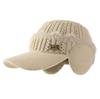Autumn and winter versatile knitted empty top hat HR letter plush duck tongue wool hat women's outdoor cycling windproof ear hat