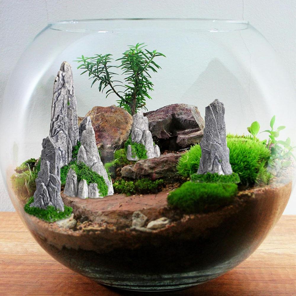 8pcs Mountain Decorative Miniature Set for Indoor Garden Accessories