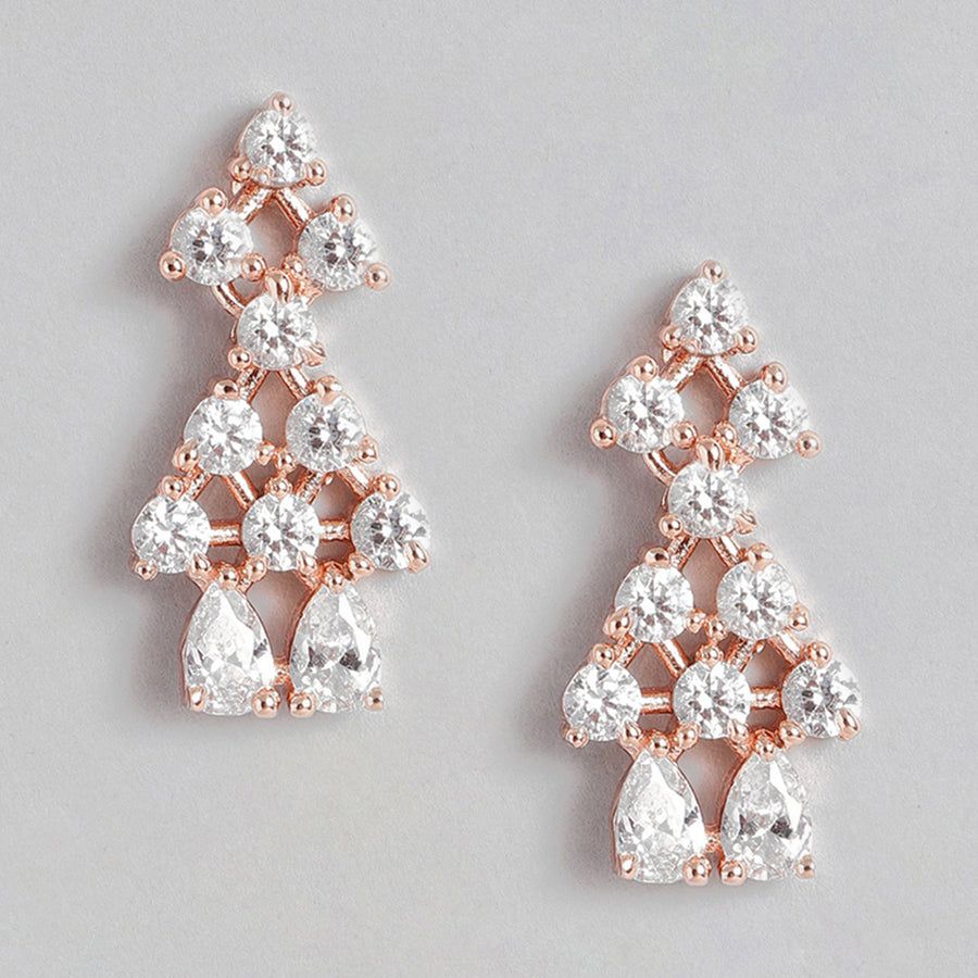 Женские серьги-капли Estele со сверкающим цирконием из розового золота