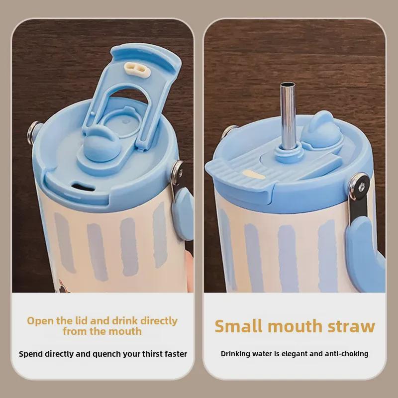 Термос с трубочкой и большой емкостью 2024 для девочек — стильная дорожная и гигантская ледяная чашка