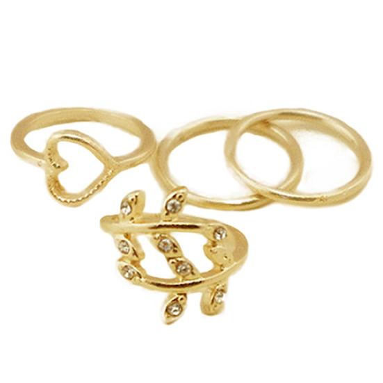 4 шт./компл. кольцо со стразами в форме листа в форме сердца над костяшкой миди, вечерние кольца в стиле бохо