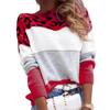 Color Matching Leopard Print Round Neck Casual Sweater Autumn and Winter Women's Knitwear Women's Pullover Long-sleeved Bottoming Shirt