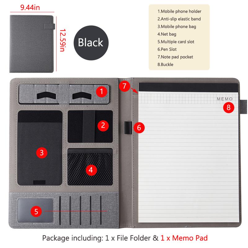 University A4 Leather Padfolio Portfolio Folder Magnetic Clipboard Business Executive Folders Documents Holder Organizer Office