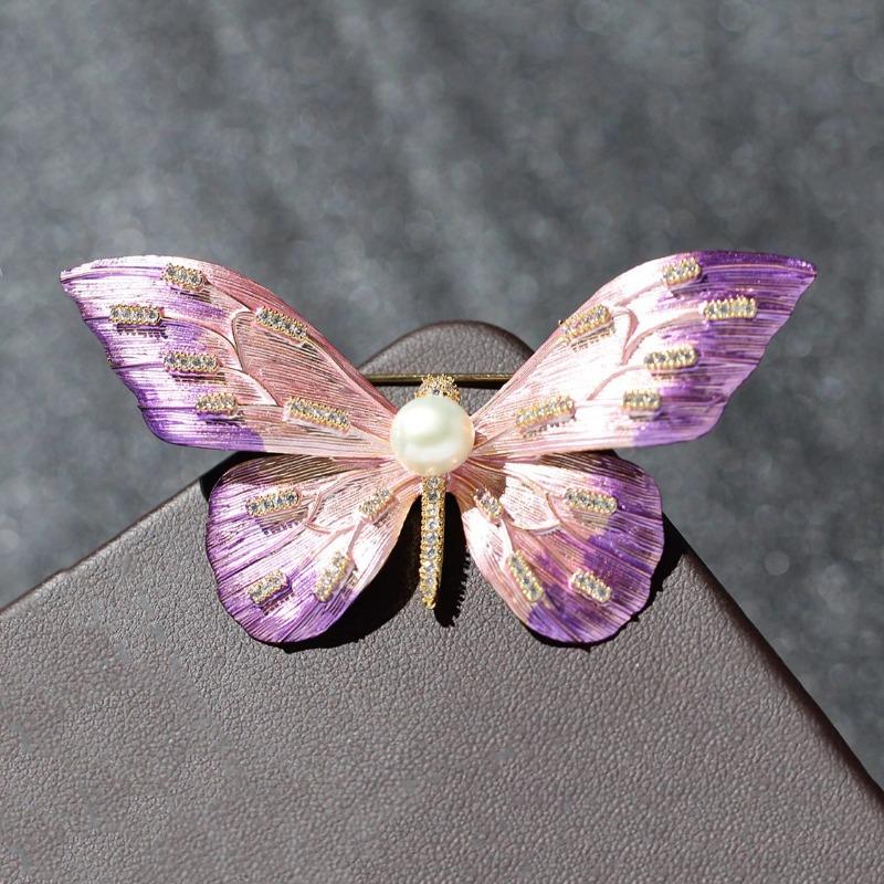 Enamel Butterfly Brooch, Feminine Charm, Pearl Insect Brooch, Design Sense, Niche Brooch