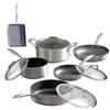 Сковорода Iris Ohyama, набор из 10 предметов, 26 см, 20 см, совместимый с IH, Diamond Grace Silver KITCHEN CHEF DG-SE10
