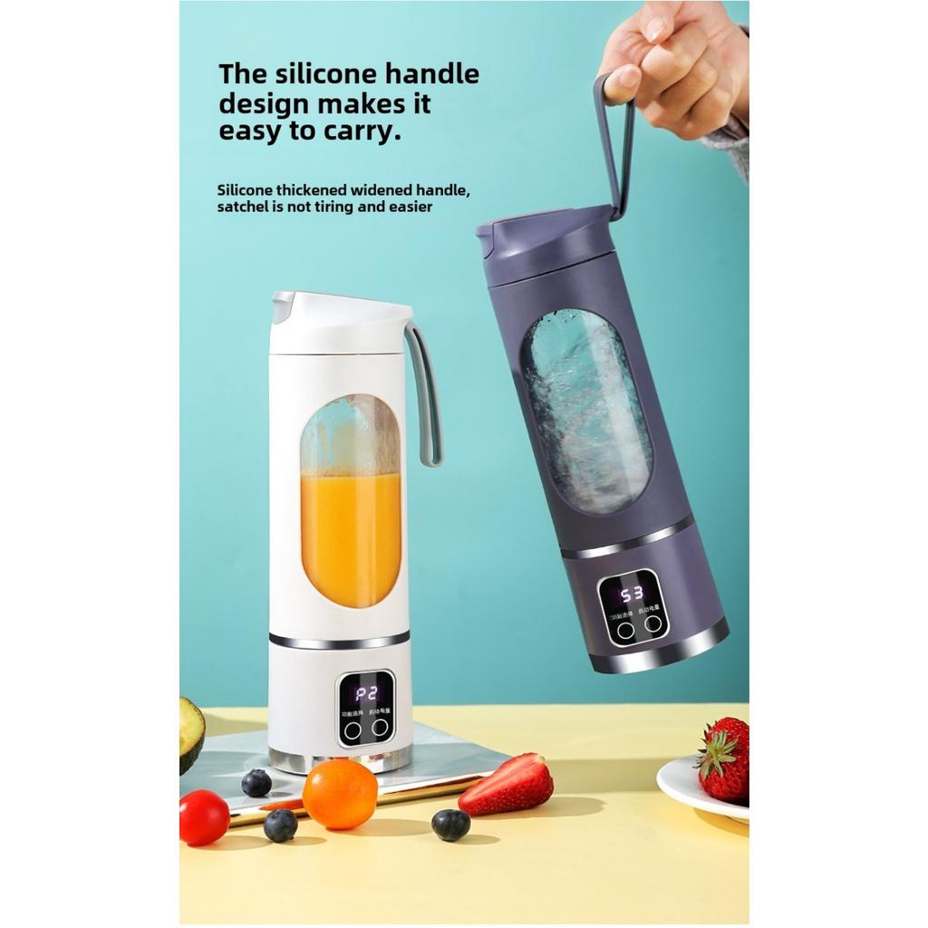 Мини-блендер с аккумулятором на 15,22 унции] Портативный мини-блендер и соковыжималка с аккумулятором от USB - 3 режима, цифровой дисплей, 6/12 лезвий, предохранитель