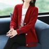 Женский жаккардовый свитер-кардиган весна-осень плюс размер трикотажный свитер средней и длинной длины свободный топ