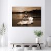 Canvas print, Buddha on stones brown