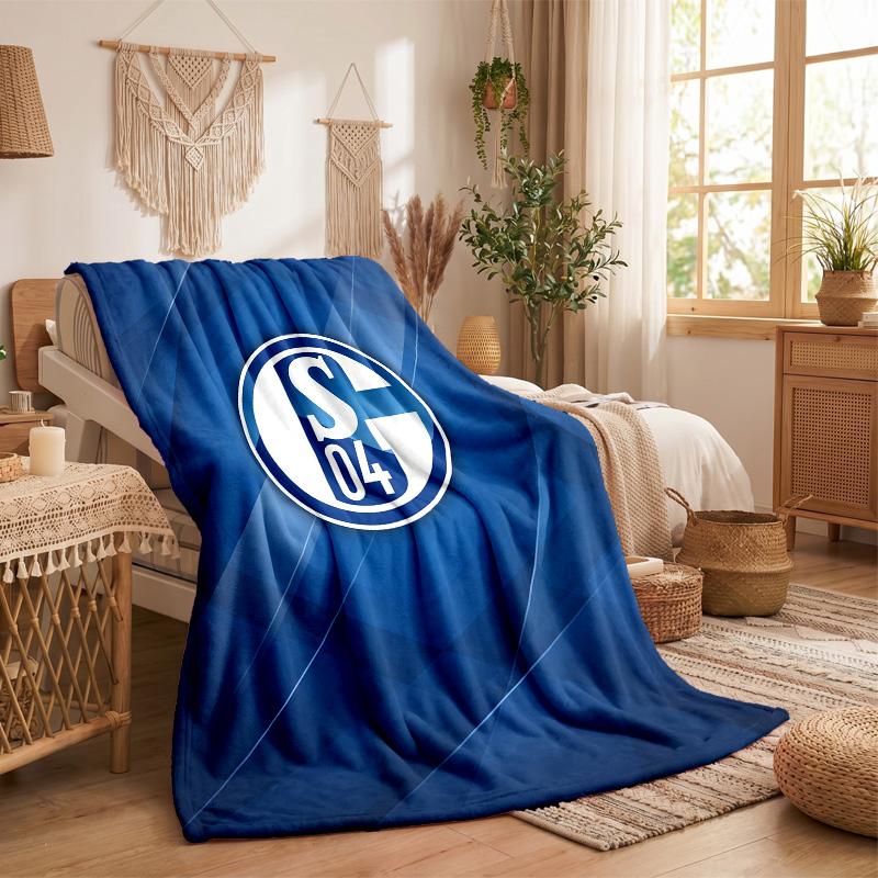Schalke 04 Theme Fleece Blanket Cozy Soft Plush Blanket For Bedroom Couch Travel