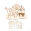 Eid Mubarak Wooden Ornament 3D Castle Puzzle Kids Toys Ramadan Table Decoration for Home Room,