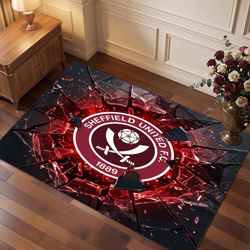 Футбольный принт Sheffield United, Ковер из хрустального бархата, Удобный, Впитывающий воду, Нескользящий, Ковер для пола в помещении
