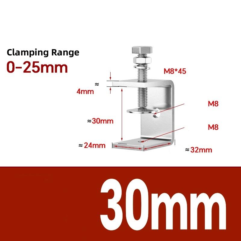 1pcs 304 Stianless Steel Tiger Clamp C-clamp Steel Pipe Square Clamps Adjustable Fixed Holder Clips ID 20~130mm Multiple Shapes