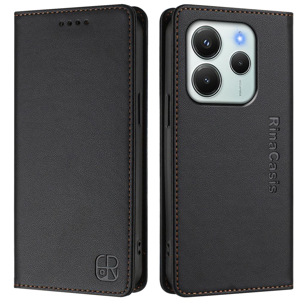 Для Xiaomi Redmi Note 14 4G (164,84мм) Кожаный чехол для телефона RINACASIS RC01 с подставкой-кошельком и защитой от RFID-сканирования.