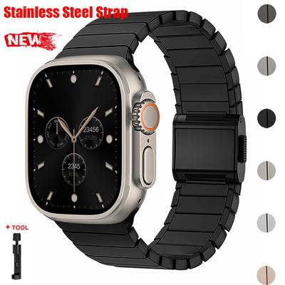 Ремешок из нержавеющей стали для Apple Watch Ultra 3 2 1 49 мм 45 мм 44 мм 42 мм 46 мм с магнитной застежкой для Series 11 10 9 8 7 6 SE Браслет