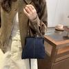 Elegant Kiss Lock Shoulder Bag Solid Color Large Capacity Denim Blue Crossbody Bag Messenger Pouch Purse Vintage Women's Handbag