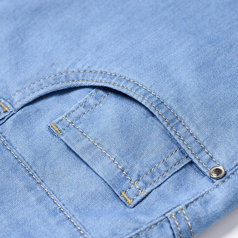 Высококачественные мужские тонкие джинсы из тенселя, классические модные деловые повседневные свободные прямые джинсовые брюки, мужские эластичные брендовые брюки