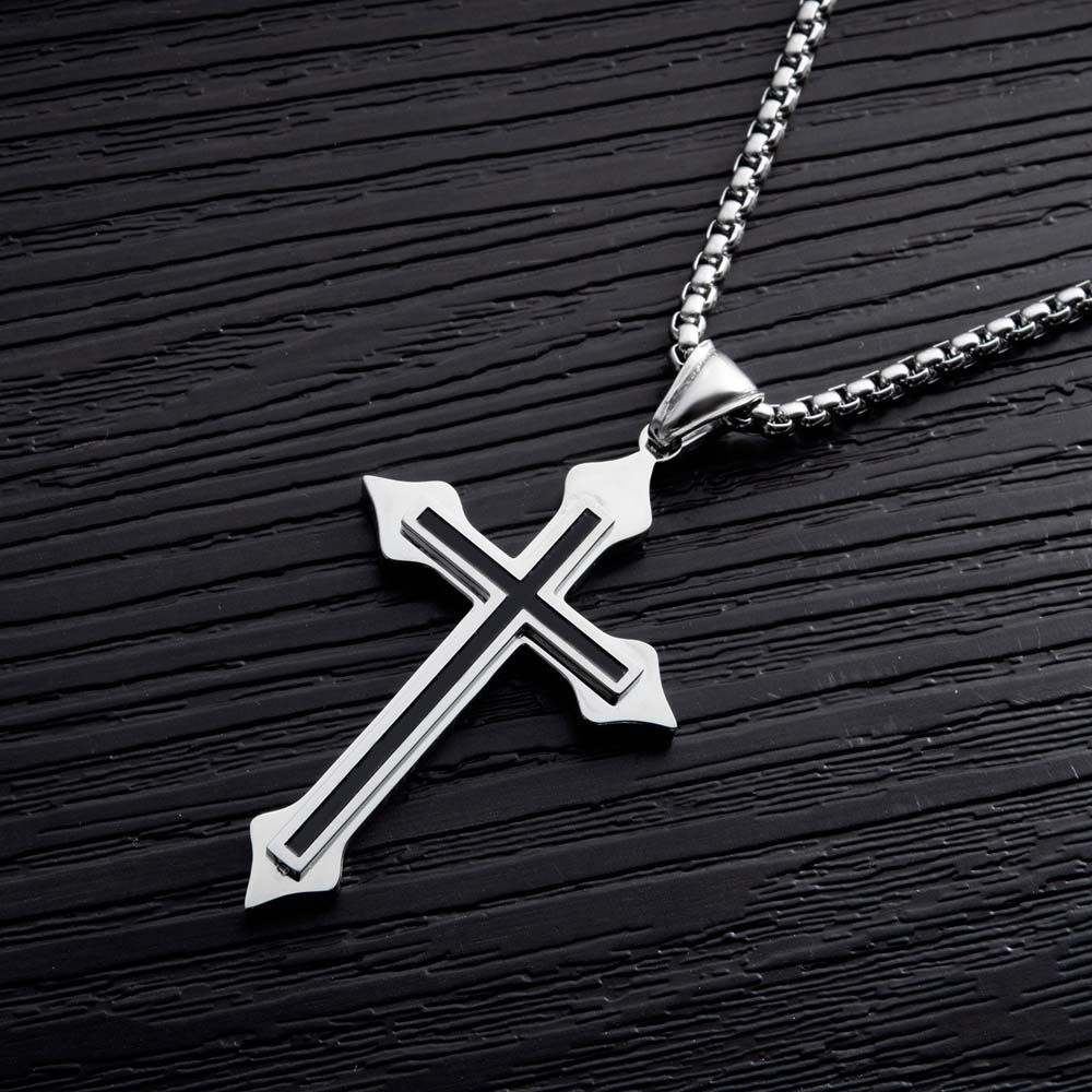 Street Style Stainless Steel Men Necklaces Cross Necklaces Clavicle Chains Cross Pendants