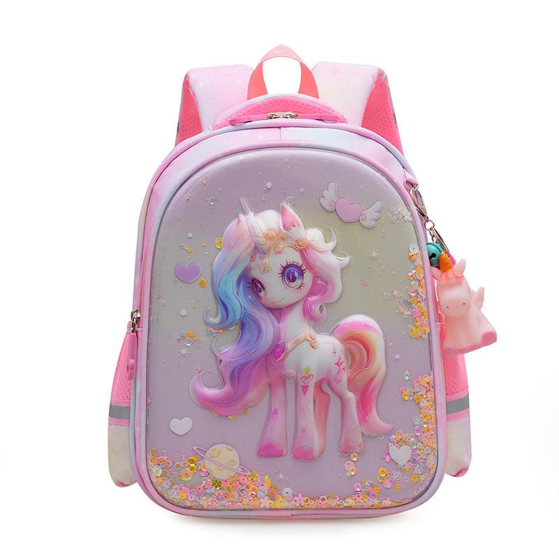 Детский рюкзак Elsa Unicorn 3D с жестким корпусом и дышащими лямками для школы