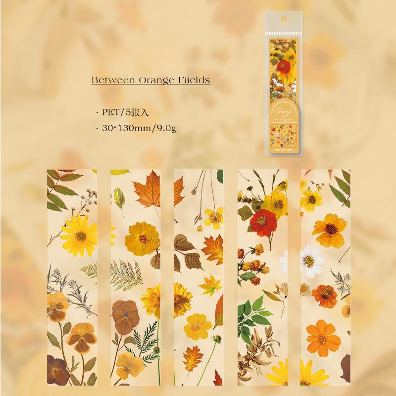 5 шт. закладка для книг Four Seasons Flower Travel Series из ПВХ, полупрозрачная закладка для чтения, ретро-маркер для страниц книг, канцелярские принадлежности