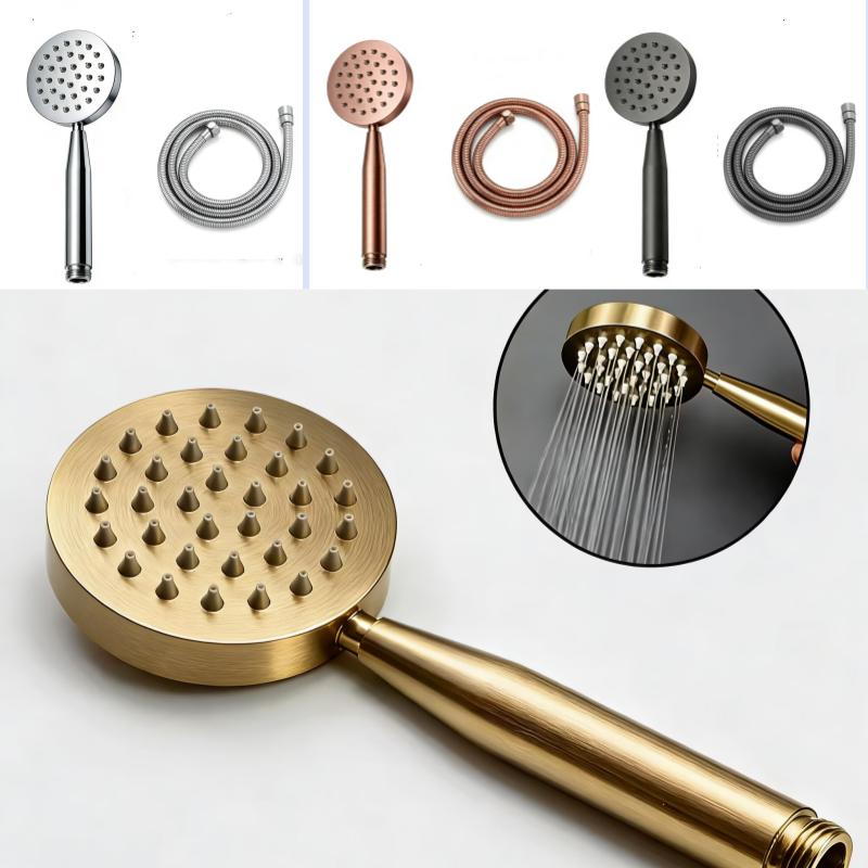 Brushed Rose Gold Hand Held Shower Head Bathroom Gold Finished Stainless Steel Rain Shower Spray Bath Handheld Shower Heads