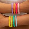 Cross Border Summer Dopamine Style Colorful Bead Bracelet for Women, Sweet Cute Style Acrylic Bracelet Set