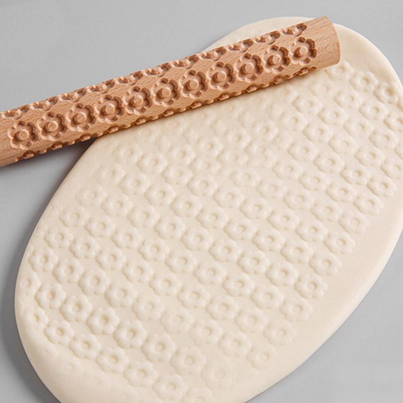 1 шт., каменный рулон грязи, деревянная текстура, рулон, рельефы, цветочный узор, керамика, художественное тиснение, стержень, дерево