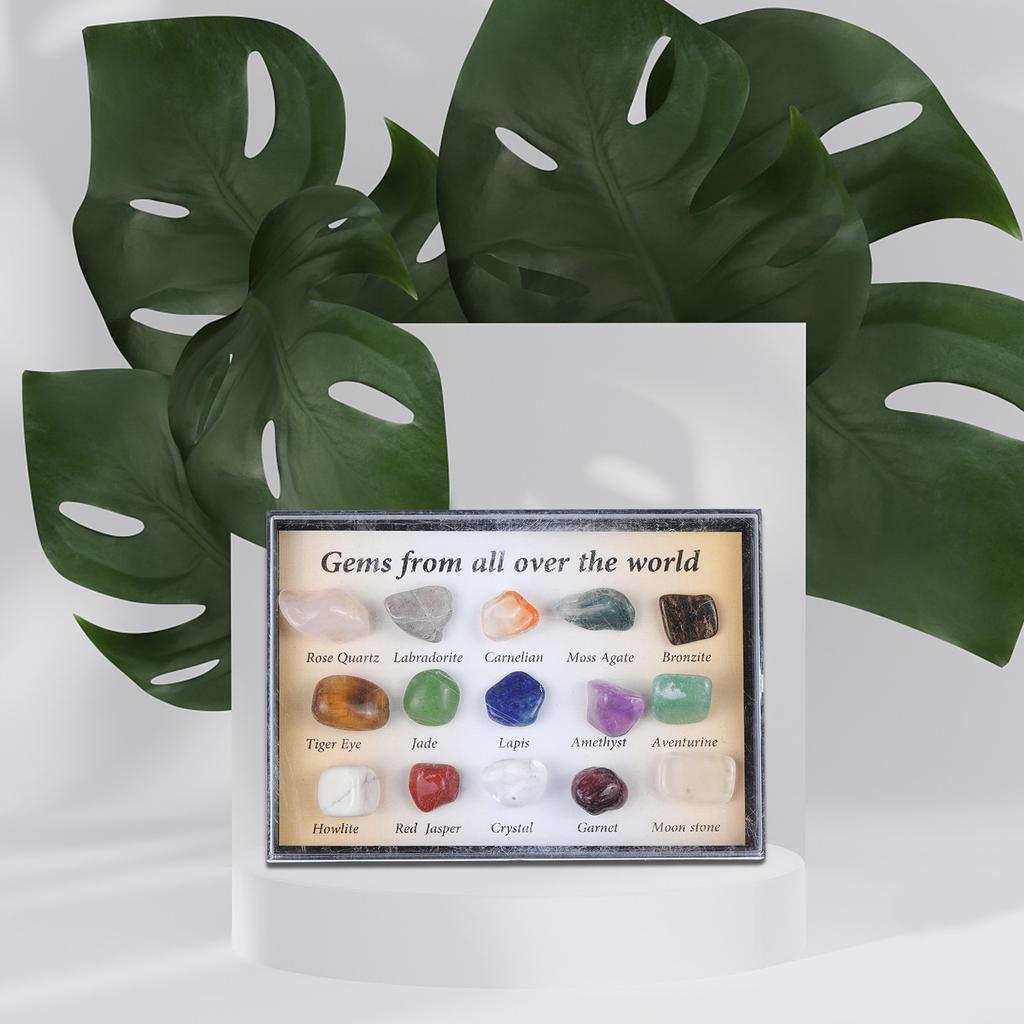 Адвент-календарь 2021 года - 15 шт. Размер: натуральный кристалл агат, камни, минералы и окаменелости Адвент-календарь