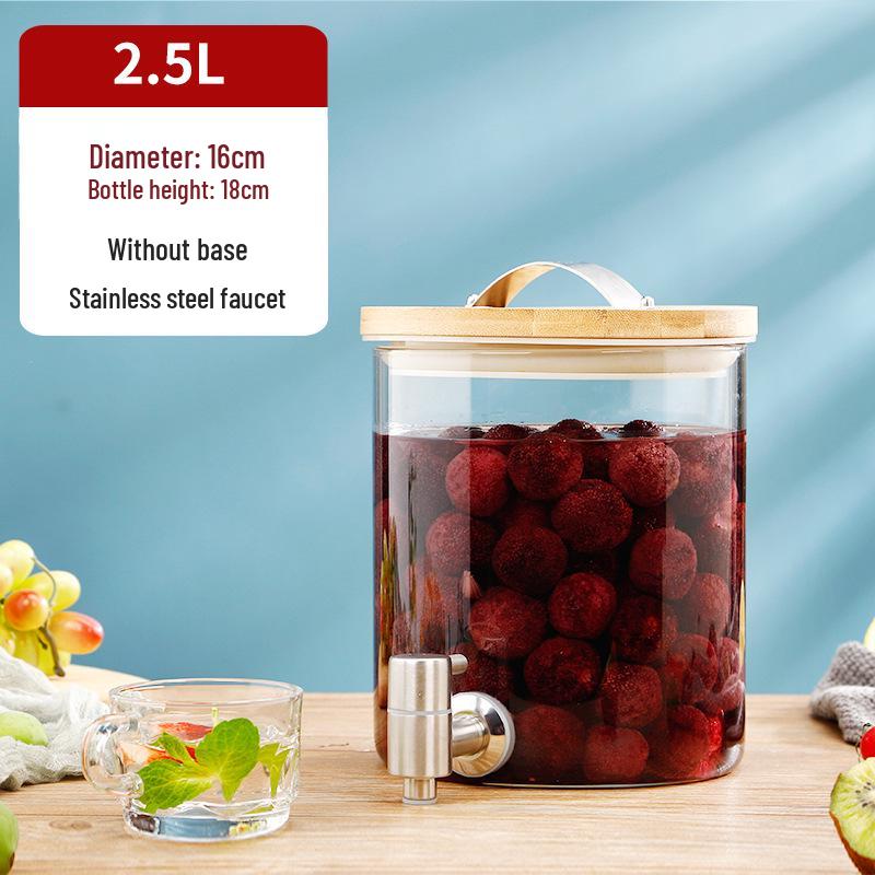 Термостойкая стеклянная бутыль для пивоварения вина с краном – Идеально подходит для вина, фруктового чая, лечебных настоев и напитков для самообслуживания